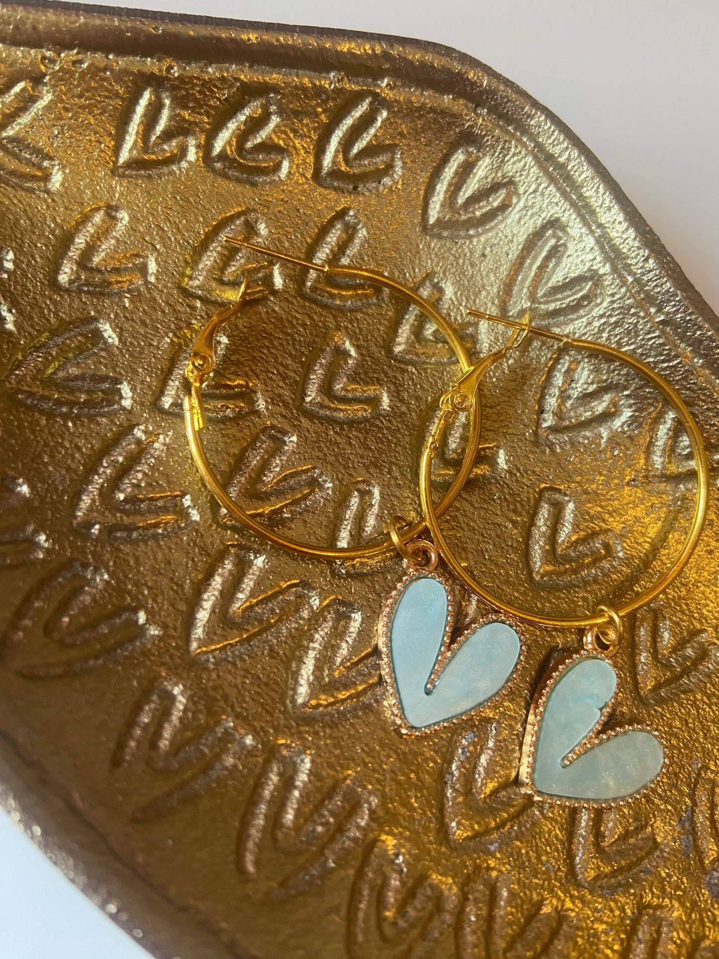 Naturel oorbel heart gold