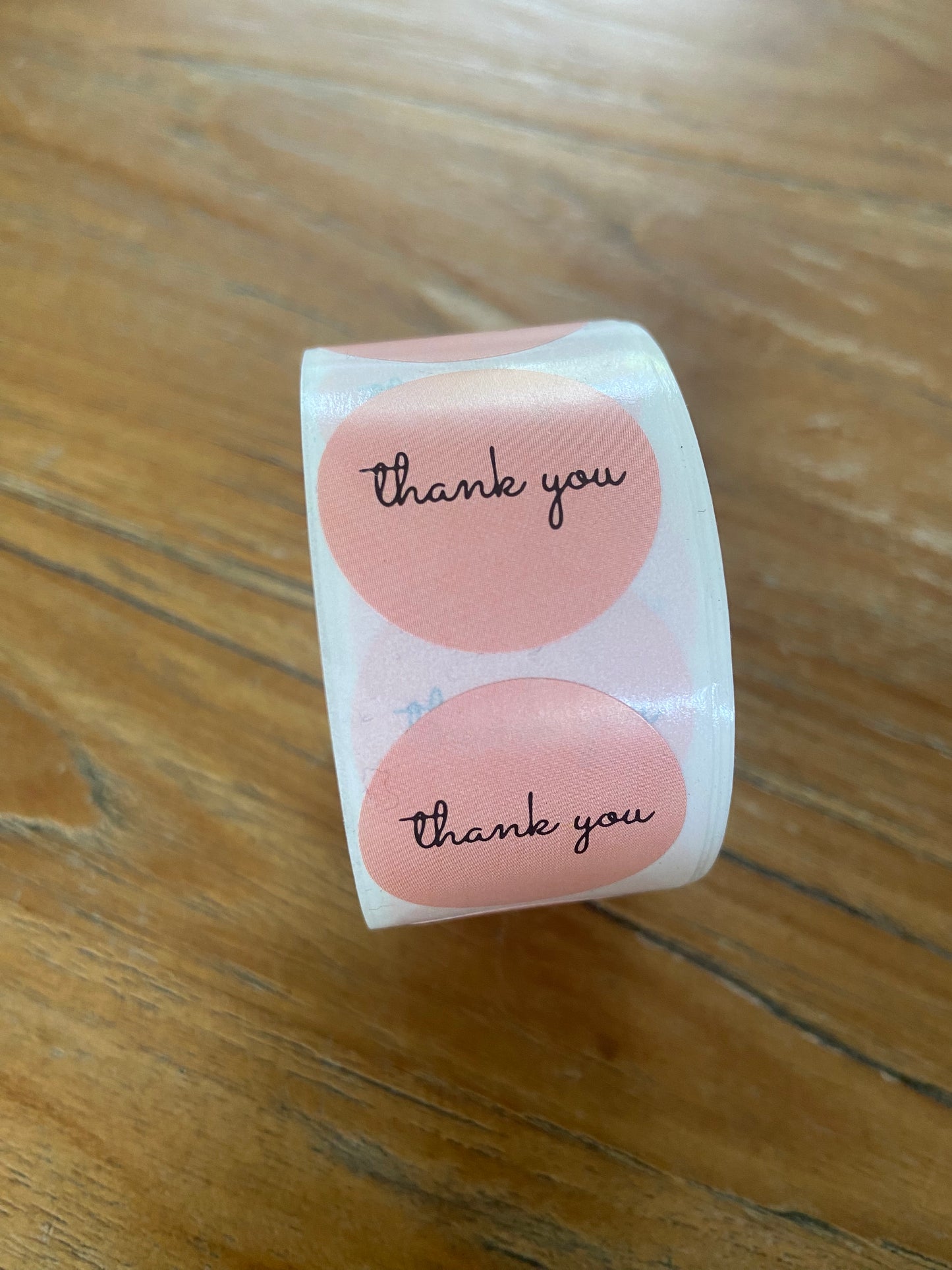 Thank you sticker rol roze