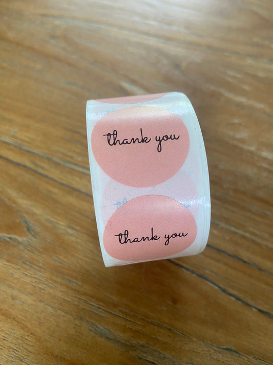 Thank you sticker rol roze