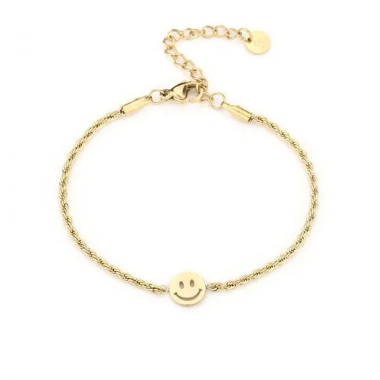 Gedraaid smiley armbandje goud