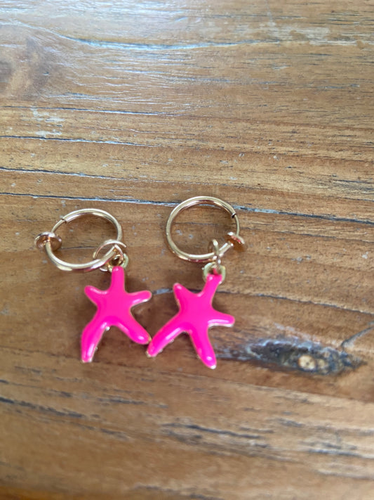 Earclips pink see star