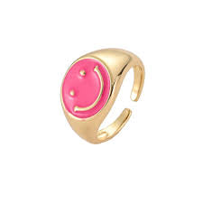 Smiley ring donker roze