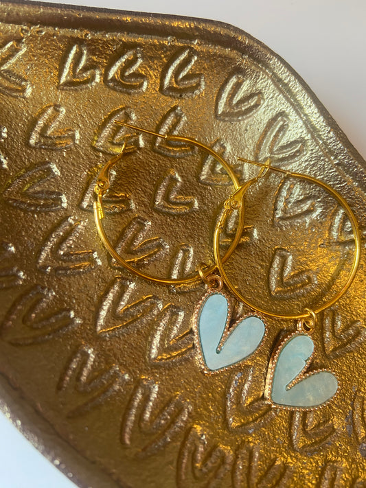 Naturel oorbel heart gold