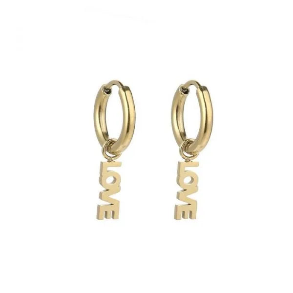 Love oorbellen goud