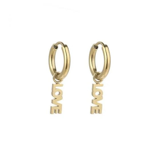 Love oorbellen goud